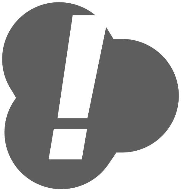 Ausrufezeichen-Symbol in grauer Kleeblattform.