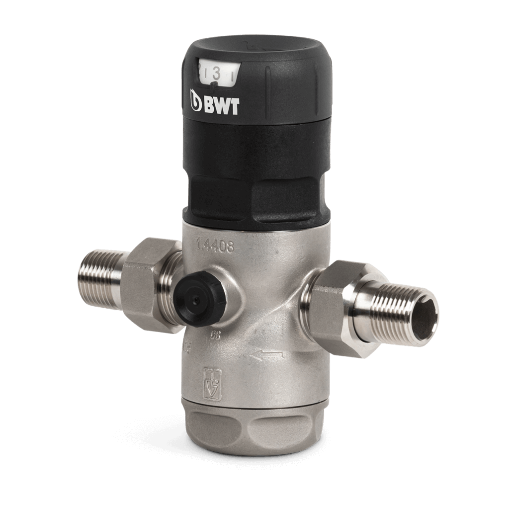 Druckminderer zur präzisen Wasserdruckregelung in Hausinstallationen, verhindert Druckschäden an Armaturen und Leitungen