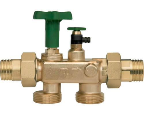 Rückflussverhinderer aus Messing für Heizungsanlage zur sicheren Verhinderung von Wasserrückfluss im Rohrsystem.