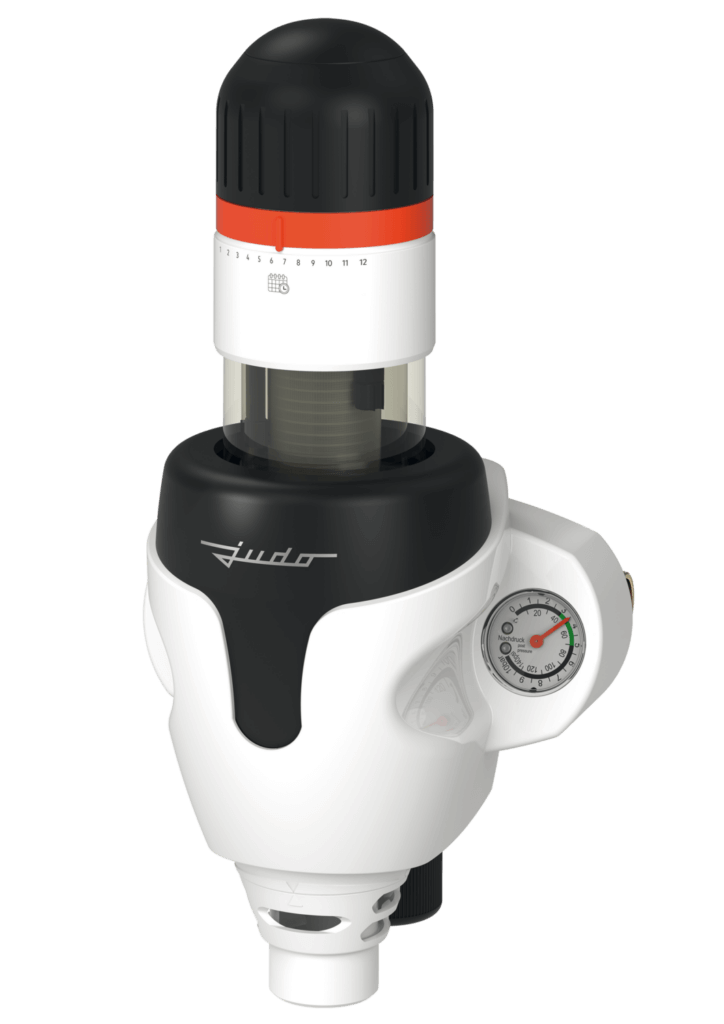 Hauswasserstation mit integriertem Feinfilter, Druckminderer und Rückflussverhinderer für die zentrale Wasseraufbereitung im Einfamilienhaus, komplette Wasserversorgungssicherheit.